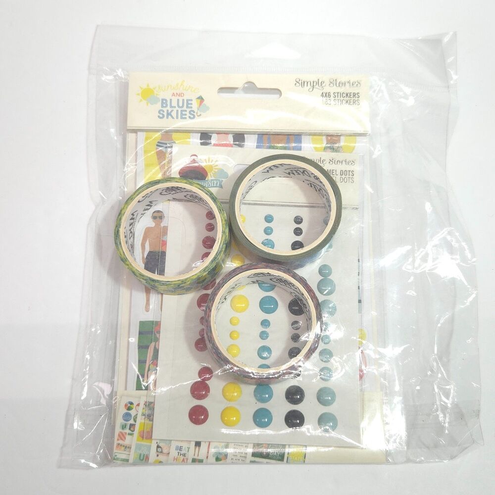 Simple Stories Scrapbooking Kit Sunshine and Blue Skies Washi Tape Stickers